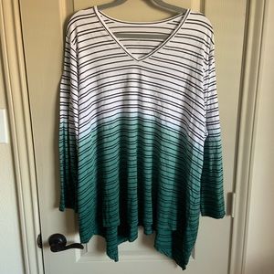 Plus striped dip dye top